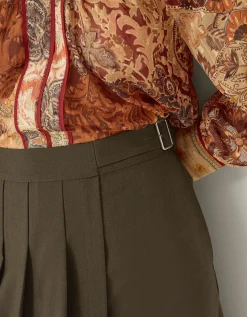 Jillian Kilt Midi Skirt Green