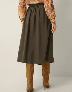 Jillian Kilt Midi Skirt Green