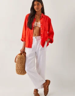 Jolie Regular Linen Wide Leg Trousers White