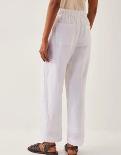 Jolie Regular Linen Wide Leg Trousers White