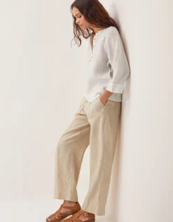 Jolie Regular Linen Wide Leg Trousers Natural
