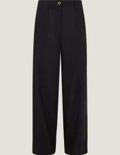 Jolie Straight Linen Blend Trousers Black