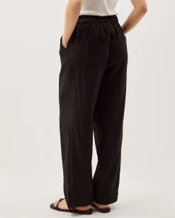 Jolie Straight Linen Blend Trousers Black