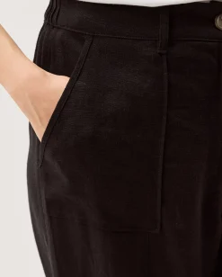 Jolie Straight Linen Blend Trousers Black