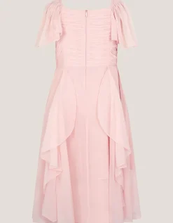 Joy Ruffle Chiffon Party Dress Pink