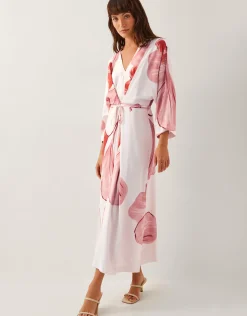 June Floral Kimono Maxi Dress Ivory