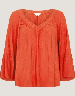 Kallie Dobby Blouse Orange