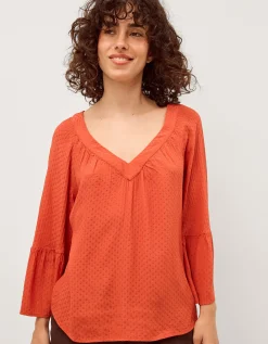 Kallie Dobby Blouse Orange