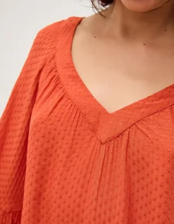 Kallie Dobby Blouse Orange