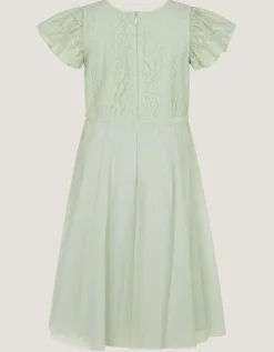 Keisa Embellished Lace Party Dress Green