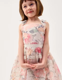 Kelis Floral Lace Hanky Hem Dress Pink