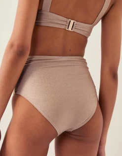 Kiki Glitter High Waist Bikini Bottom Gold