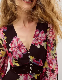 Kiri Floral Print Maxi Dress Black