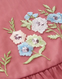 Kristi Embroidered Tulle Top Pink