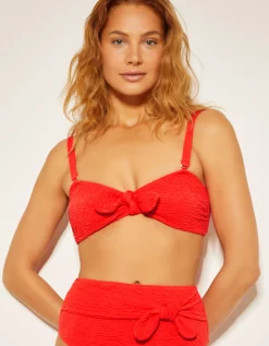 Kyla Tie Front Bandeau Bikini Top Pink