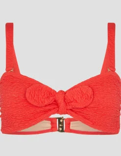 Kyla Tie Front Bandeau Bikini Top Pink
