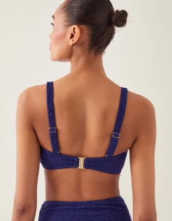 Kyla Tie Front Bandeau Bikini Top Blue