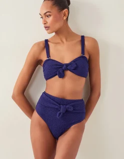 Kyla Tie Front High Waisted Bikini Bottom Blue
