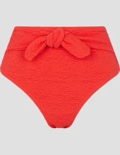 Kyla Tie Front High Waisted Bikini Bottom Pink