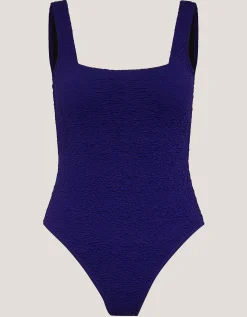 Kylee Textured Square Neck Swimsuit Blue