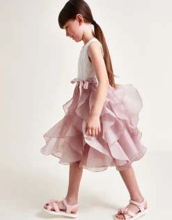 Lace Cancan Ruffle Dress Pink