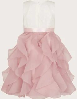 Lace Cancan Ruffle Dress Pink