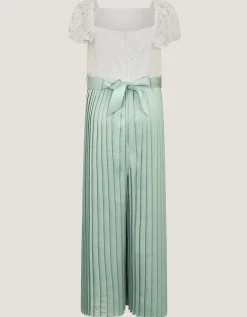 Lace Pleated Jumpsuit Green