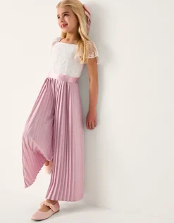 Lace Pleated Jumpsuit Pink