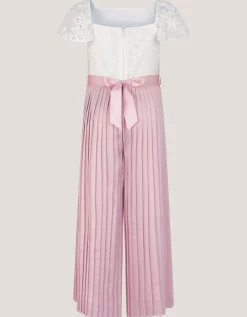 Lace Pleated Jumpsuit Pink