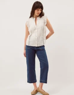Lacy Sleeveless Broderie Top Ivory
