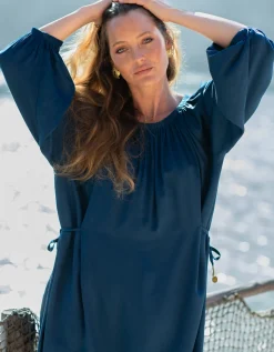 La Galeria Elefante Buddha Balloon Sleeve Top Blue