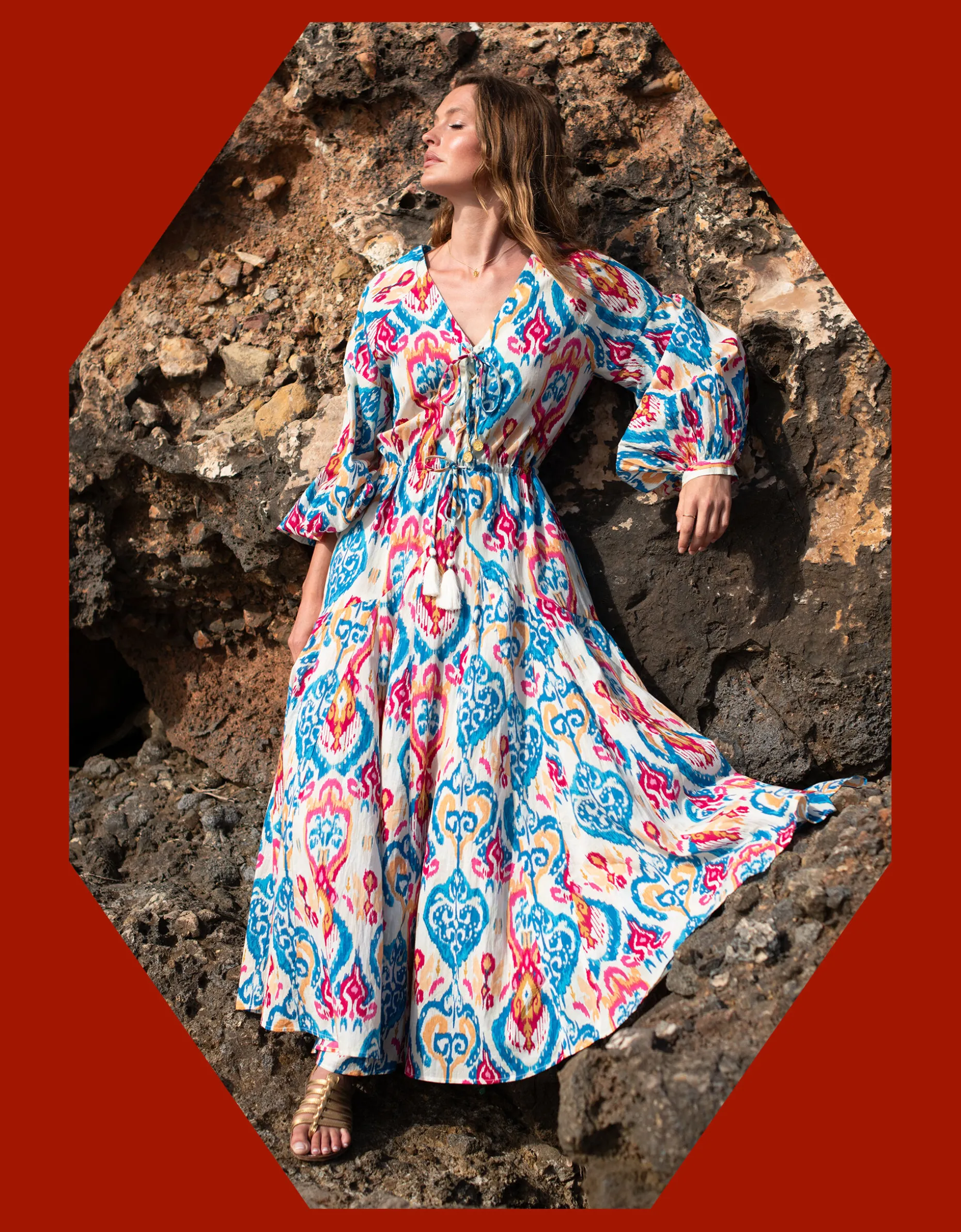 La Galeria Elefante Elizabeth Tie-Front Printed Maxi Dress Multi