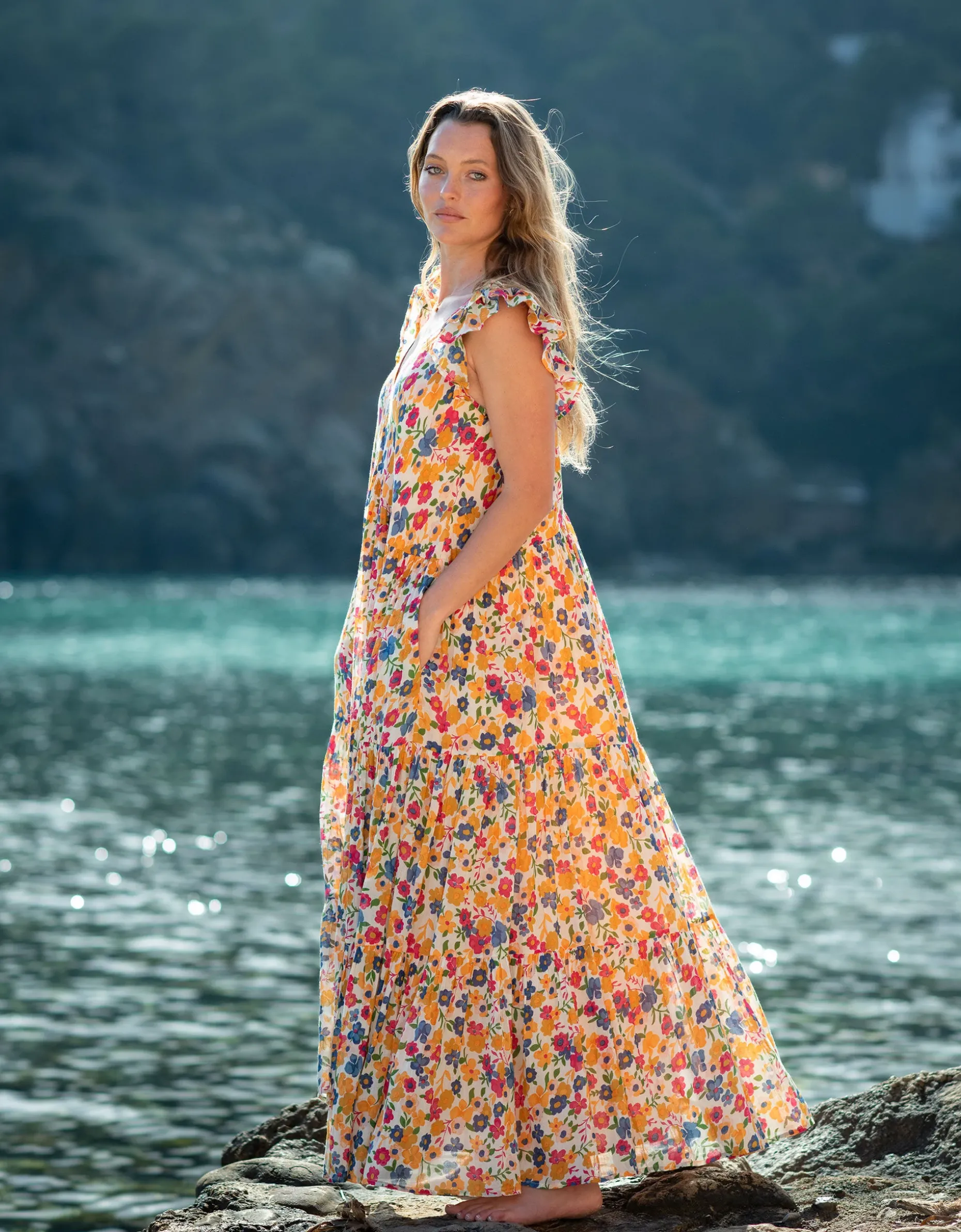 La Galeria Elefante Mediterranean Floral Maxi Dress Multi