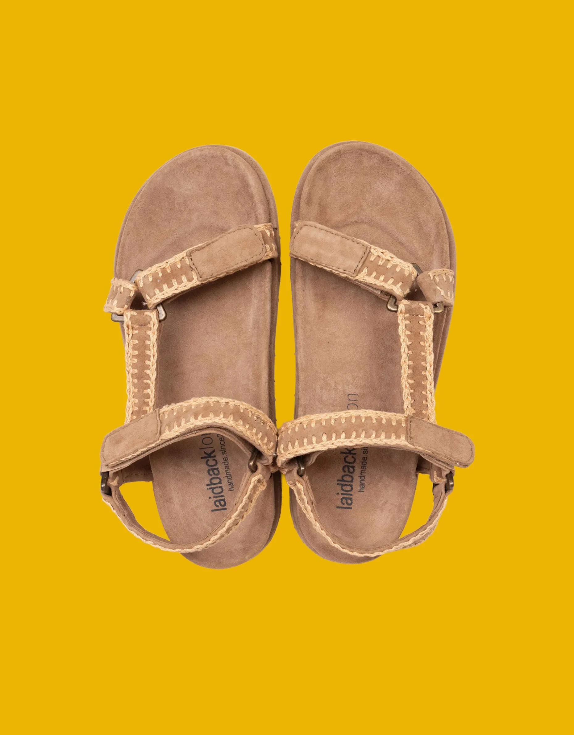 Laidback London Hess Suede Sandals Camel