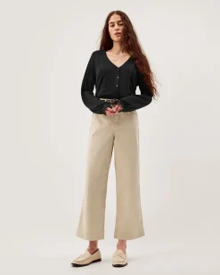 Laney Lace Linen Blend Top Black
