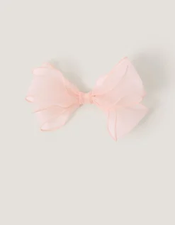 Large Organza Bow Hair Clip Pink