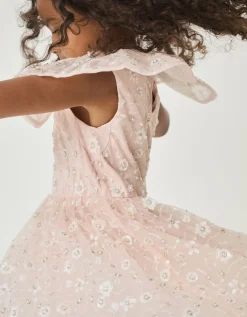 Latifa Floral Embellished Party Dress Pink