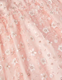 Latifa Floral Embellished Party Dress Pink
