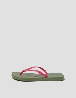 Lea Contrast Flip Flops Green