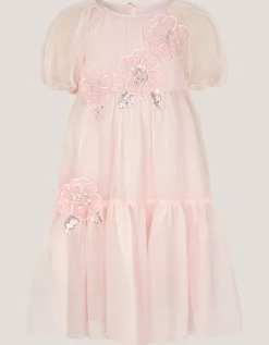 Leila Floral Embellished Party Dress Pink