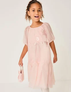 Leila Floral Embellished Party Dress Pink