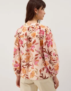 Leila Floral Print Blouse Ivory