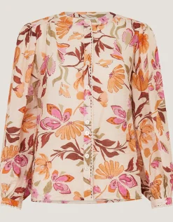 Leila Floral Print Blouse Ivory