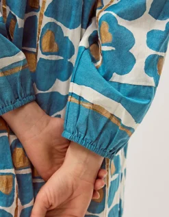 Leila Print Midi Beach Dress Teal