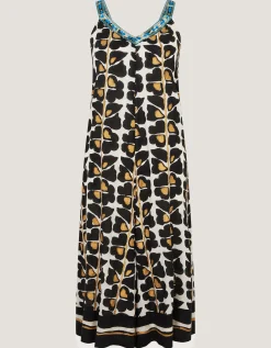 Leila Woodblock Print Culotte Jumpsuit Black