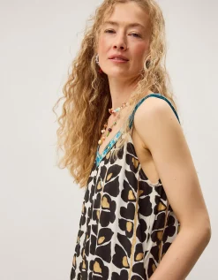 Leila Woodblock Print Culotte Jumpsuit Black