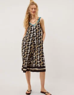 Leila Woodblock Print Culotte Jumpsuit Black