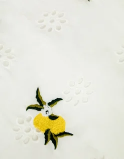 Lemon Embroidered Broderie Dress White