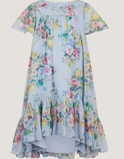 Lemon Rose Print Party Dress Multi