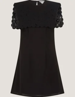Lexi Embroidered Bib Mini Dress Black